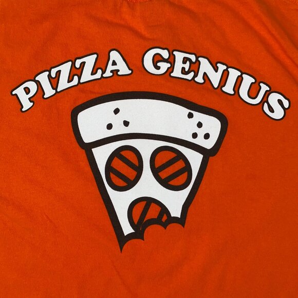 Little Caesars Pizza Genius Graphic Tee Shirt Gildan Orange Size Small - Picture 5 of 14